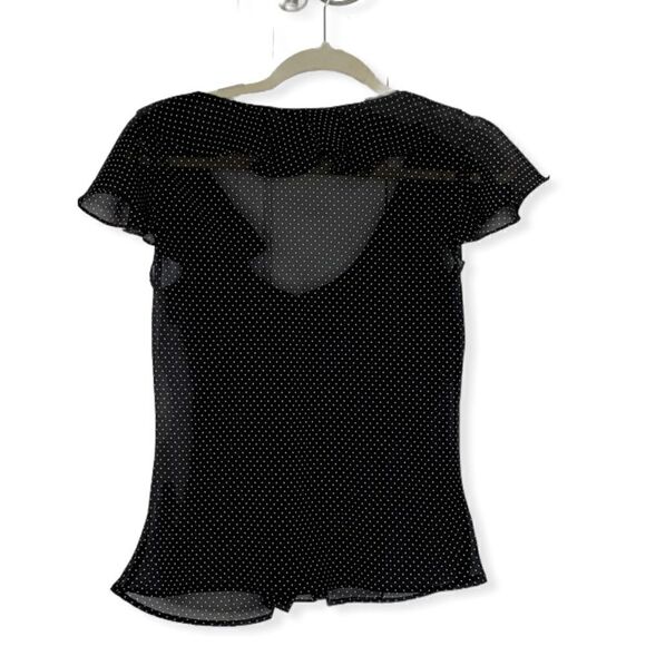CHAPS Sheer Polka Dot Ruffled Top - Picture 2 of 6